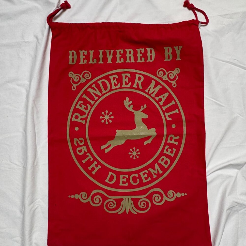🎄 Large Canvas Christmas Gift Sack – NWOT 🎁